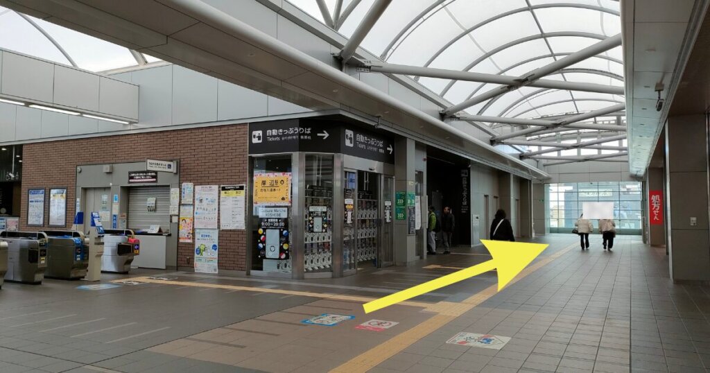 岸辺駅から東側タクシー乗り場の行き方 エレベーター